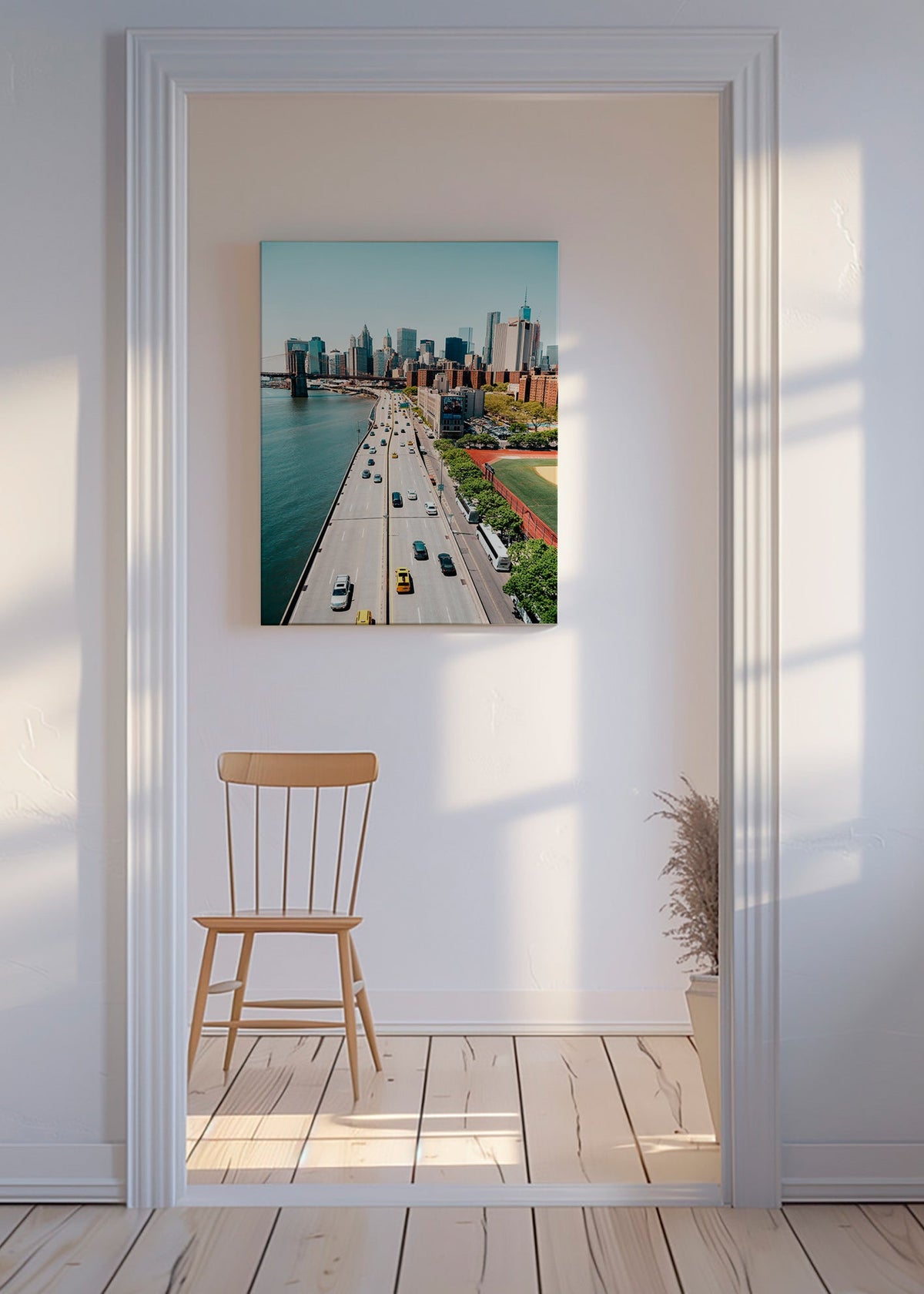 Obraz do kuchyně: panoráma města a most z výšky – Canvas