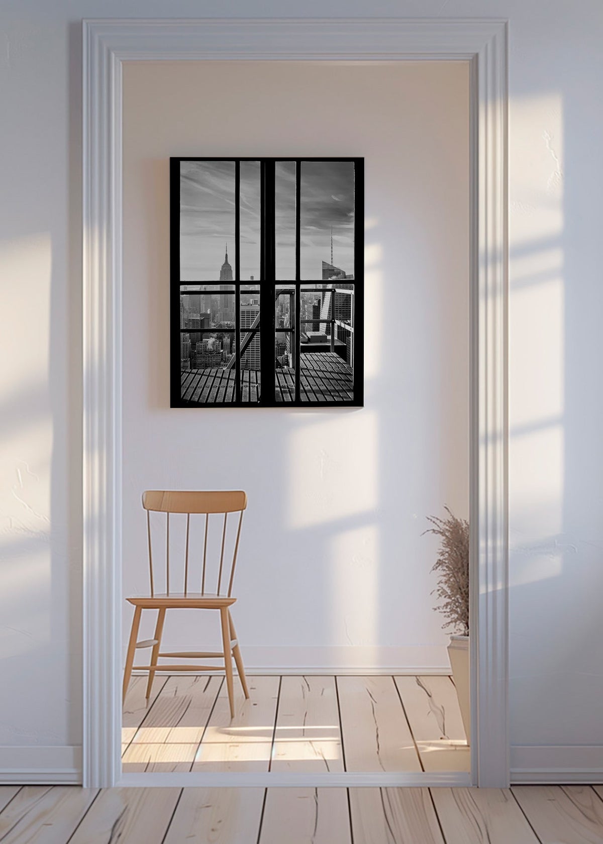 Obraz města z pohledu z okna – Canvas