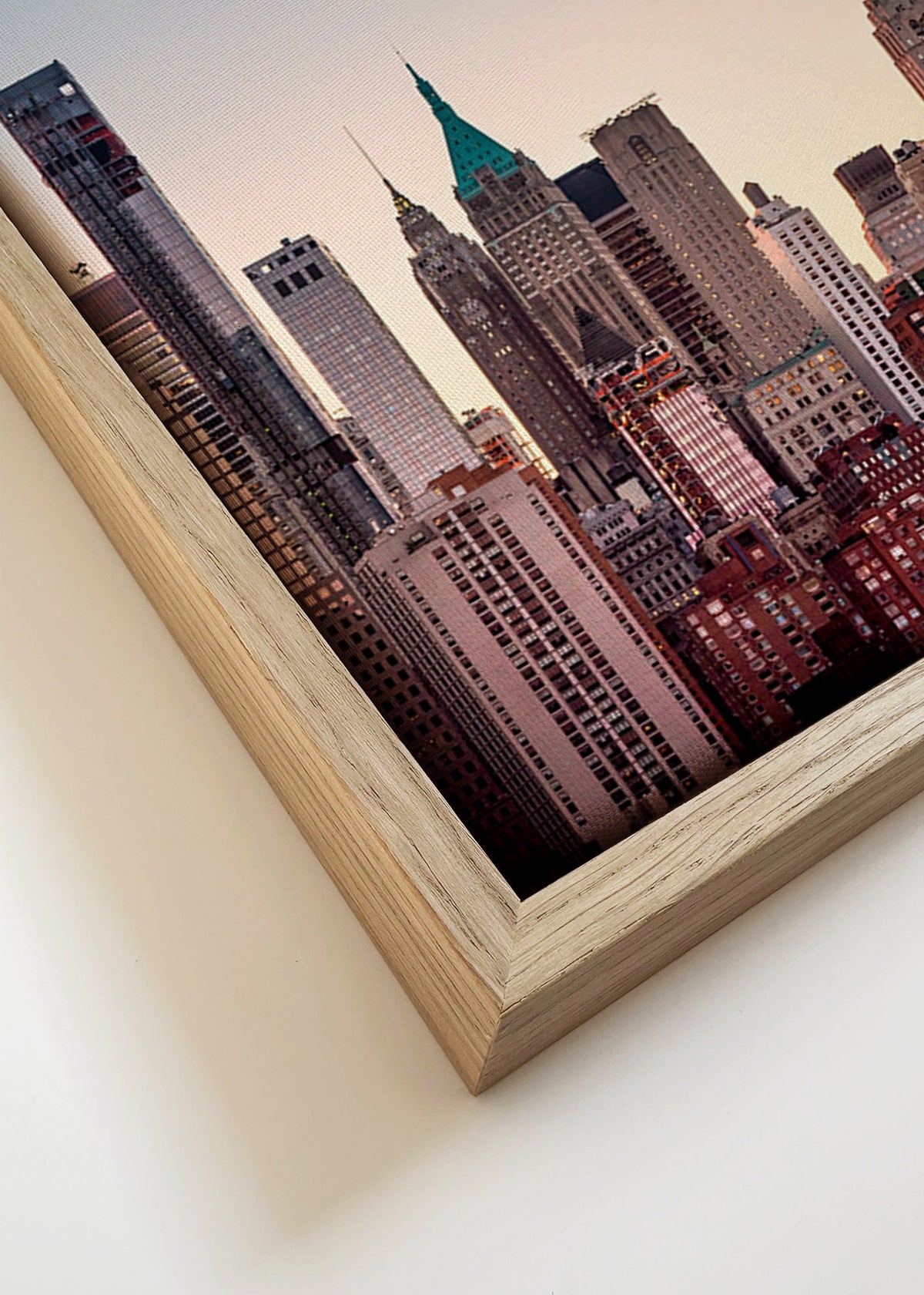 Plakát města se skyline za soumraku – Canvas detail