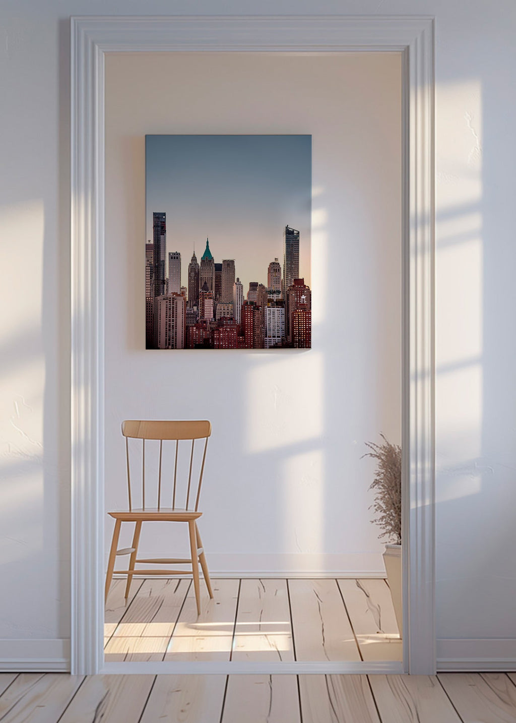 Plakát města se skyline za soumraku – Canvas