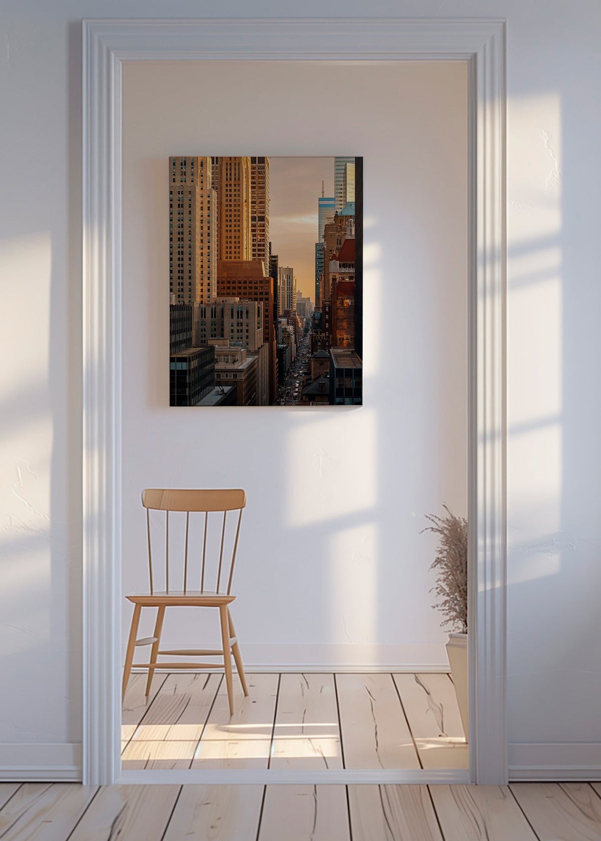 Obraz města za svítání – Canvas