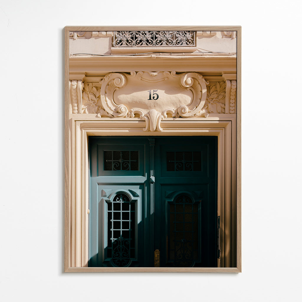 Obraz do kuchyně: zelené dveře s číslem 15 – Oak Frame