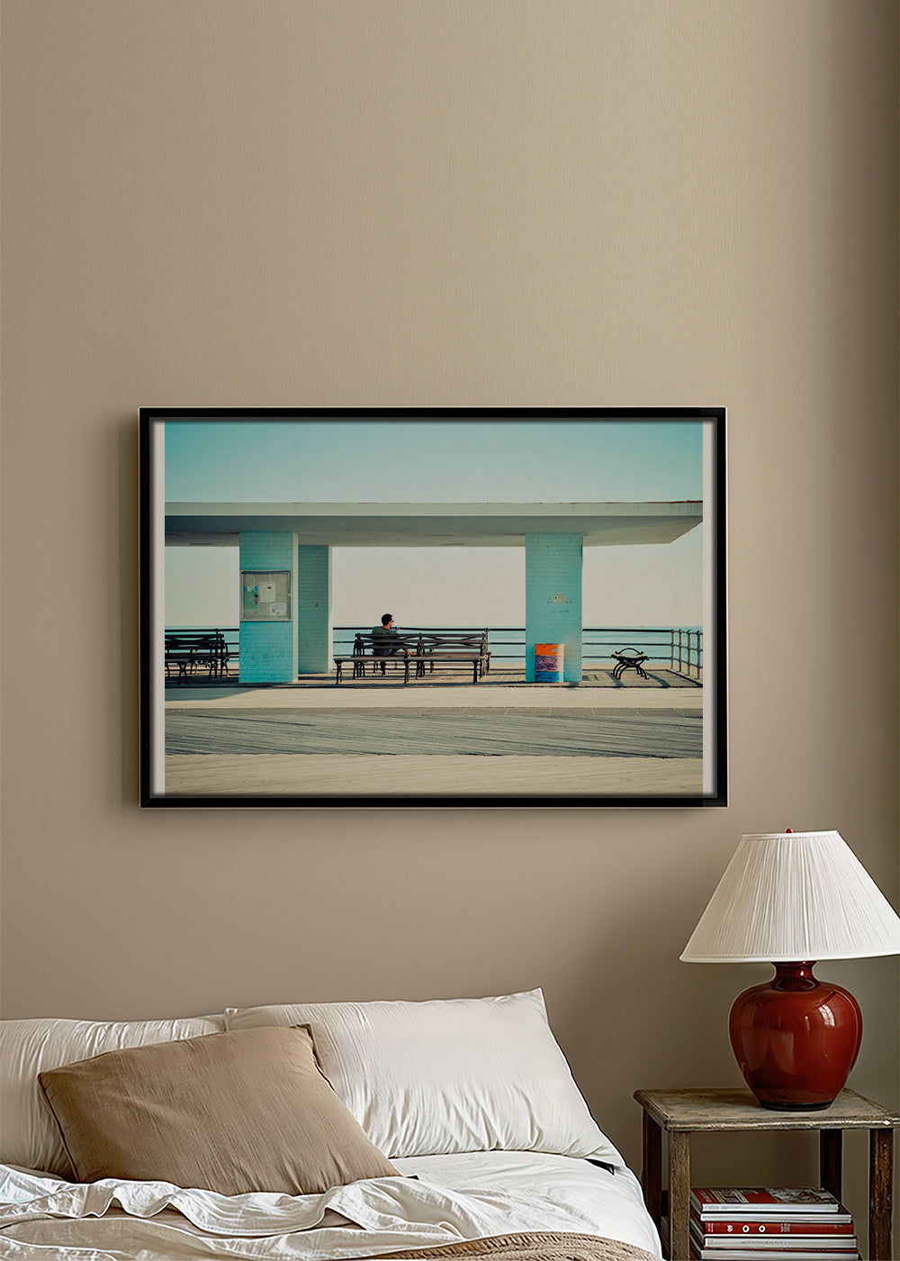 Fotografie mola s osamělou lavičkou – Canvas2