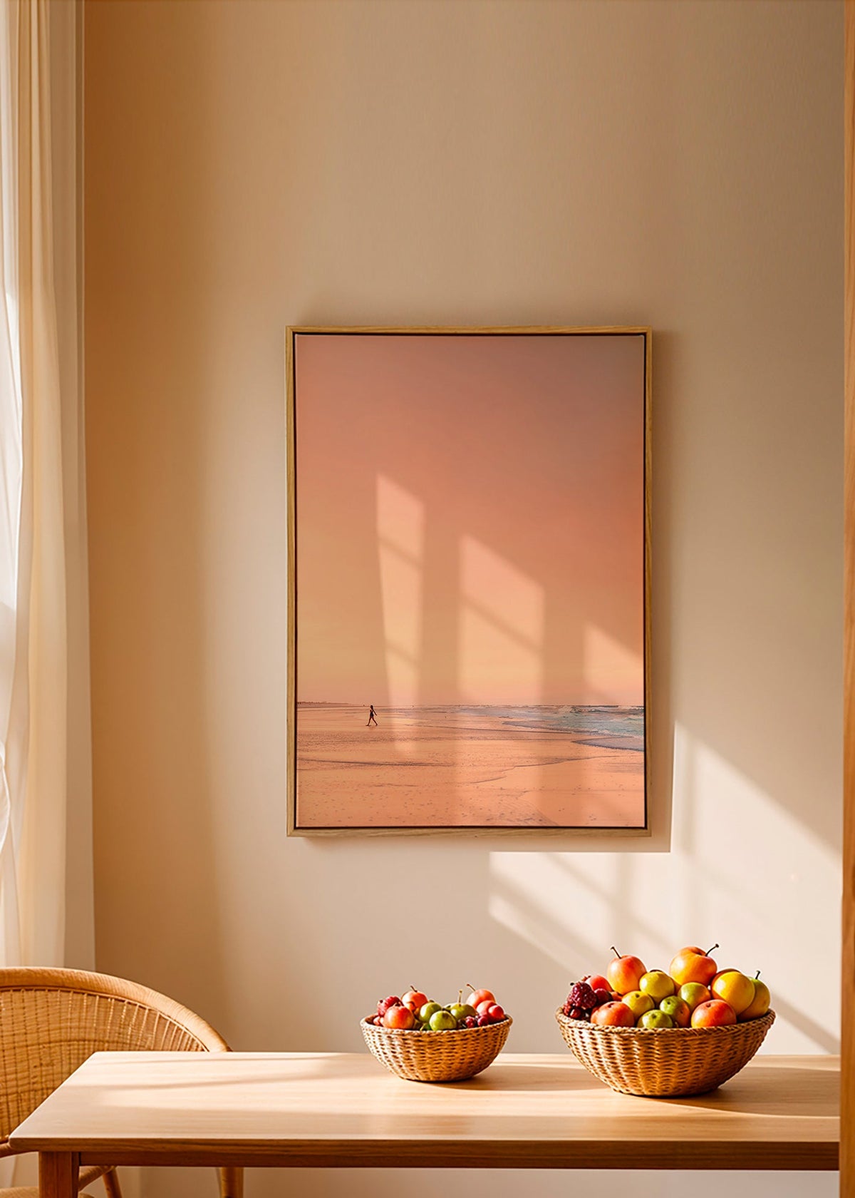 Krajinářské umění: pláž za úsvitu v pastelových tónech – Canvas1