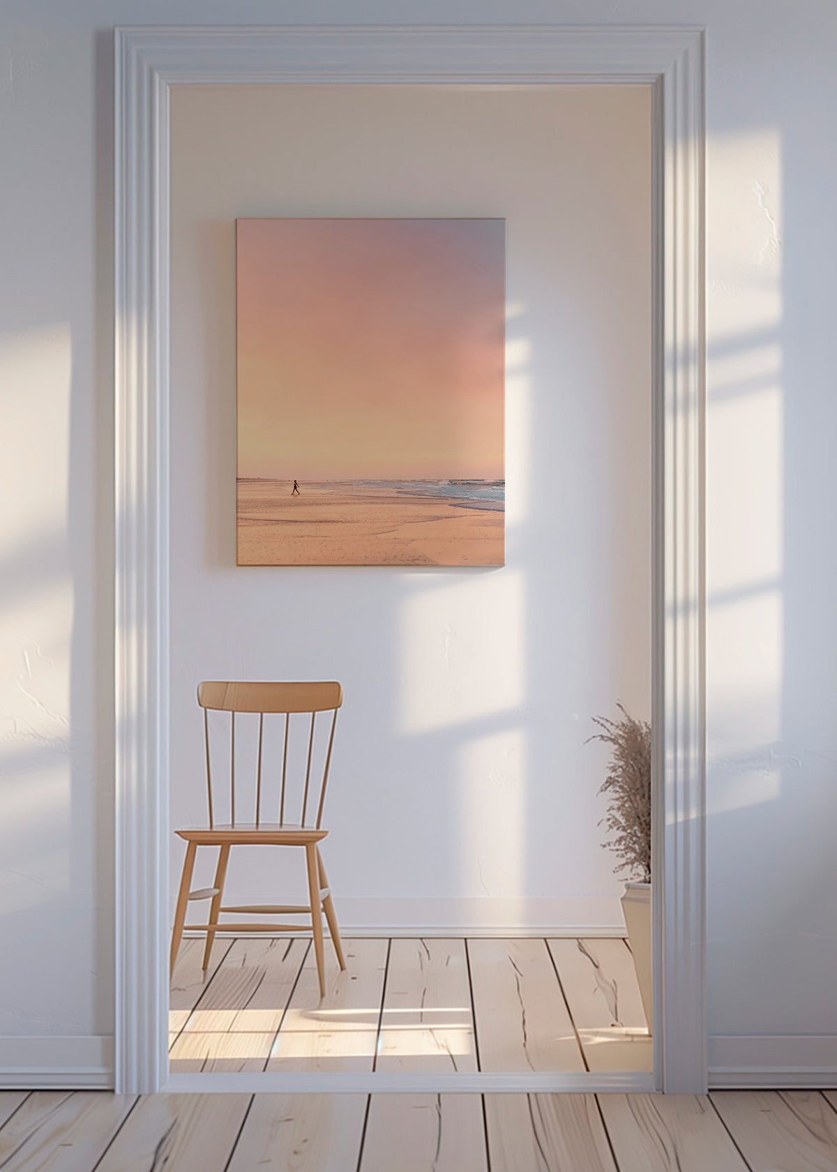 Krajinářské umění: pláž za úsvitu v pastelových tónech – Canvas