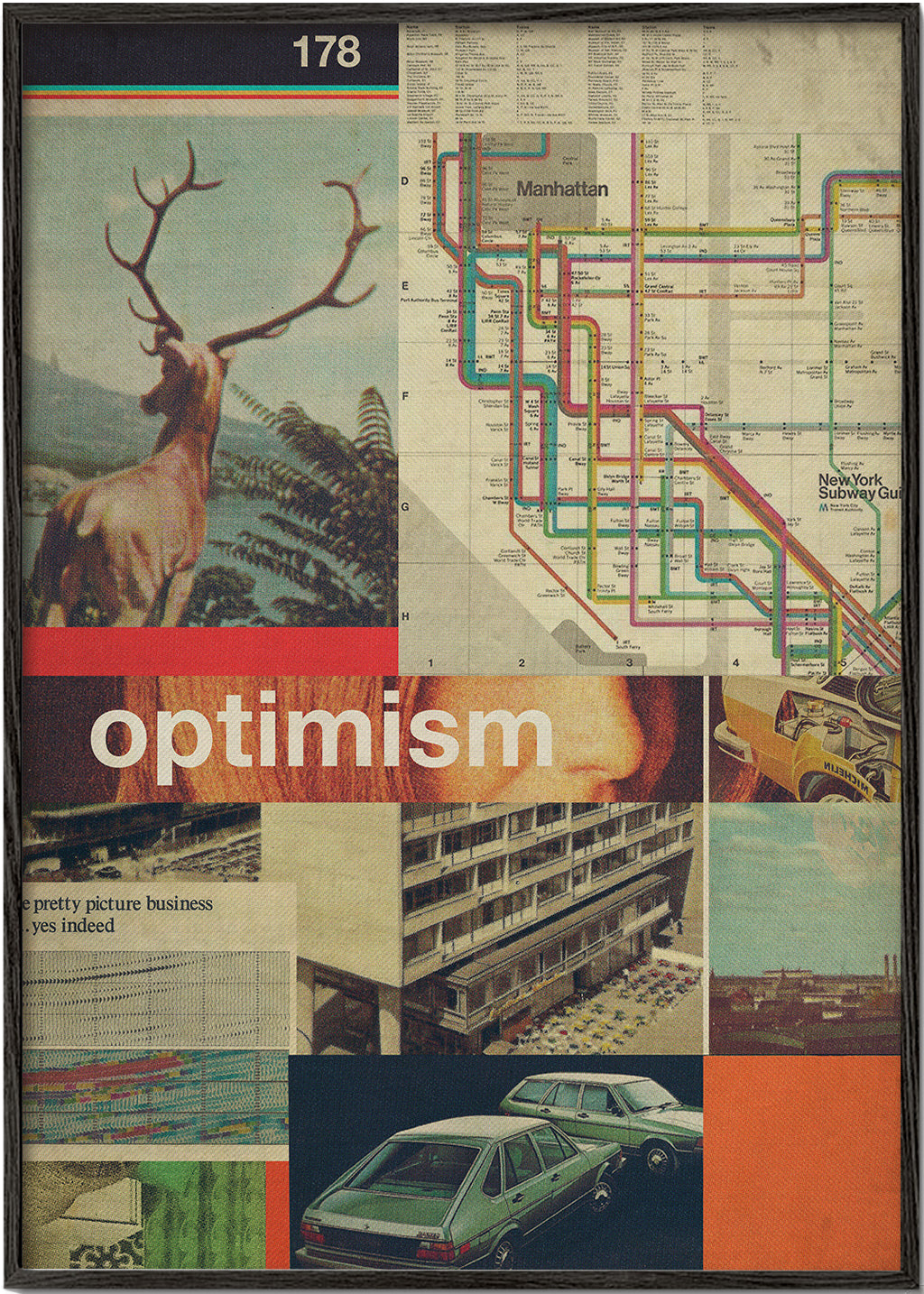 Vintage koláž s mapou Manhattanu