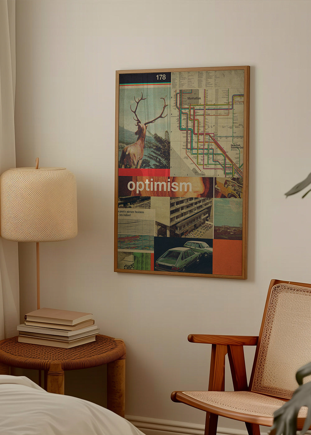 Vintage koláž s mapou Manhattanu