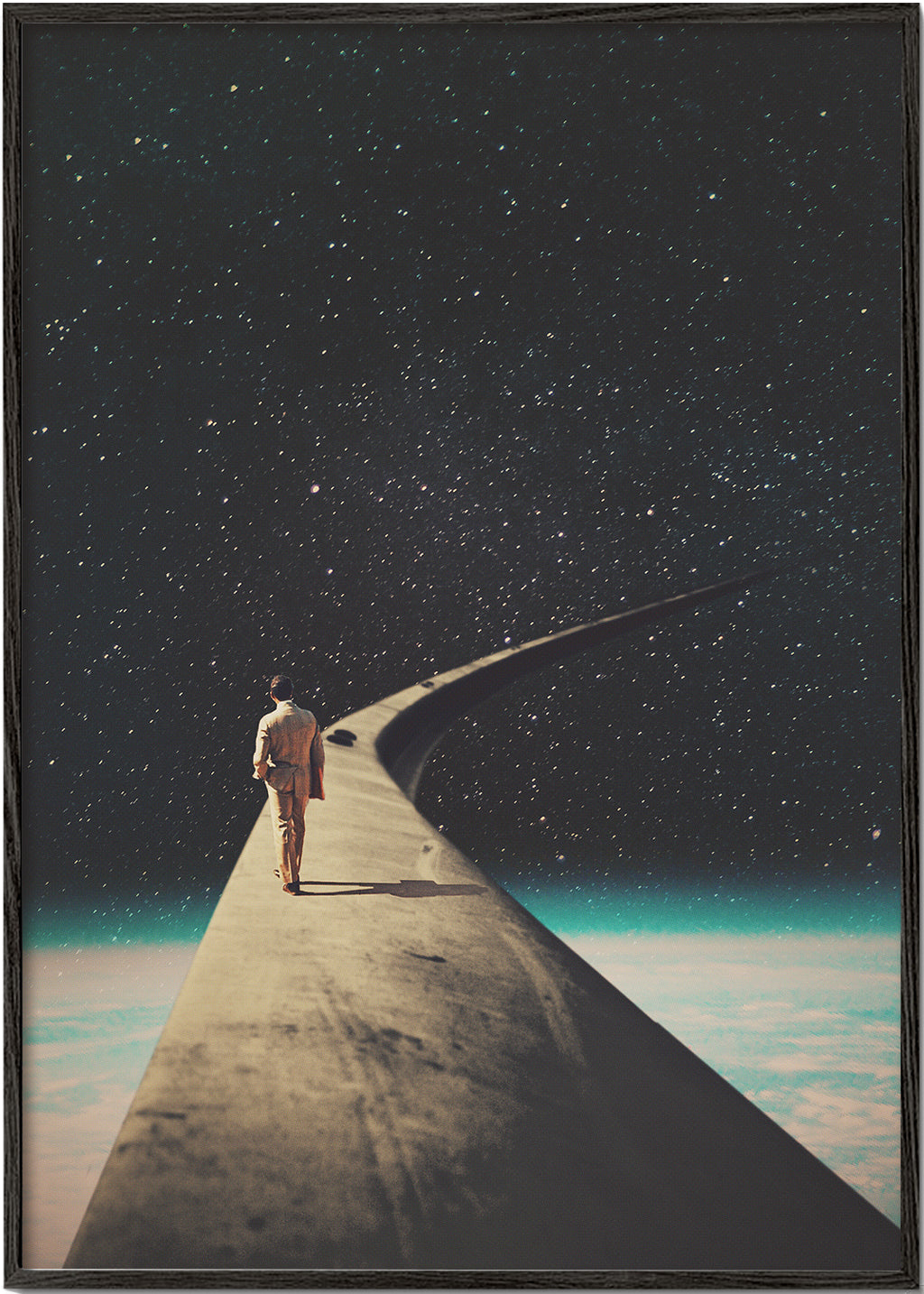Surrealistická fotografie cestovatele na křídle