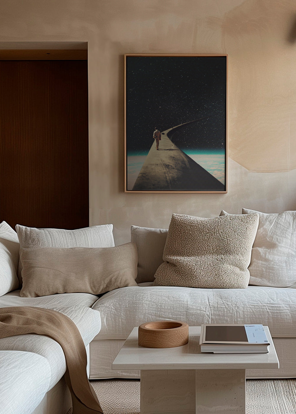 Surrealistická fotografie cestovatele na křídle