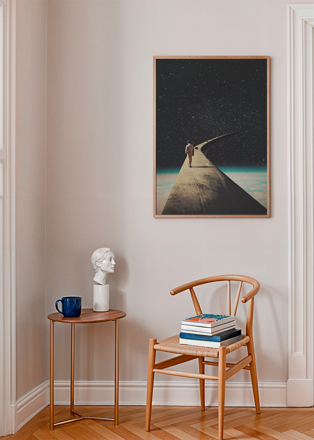 Surrealistická fotografie cestovatele na křídle
