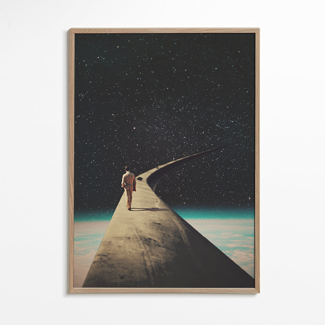 Surrealistická fotografie cestovatele na křídle