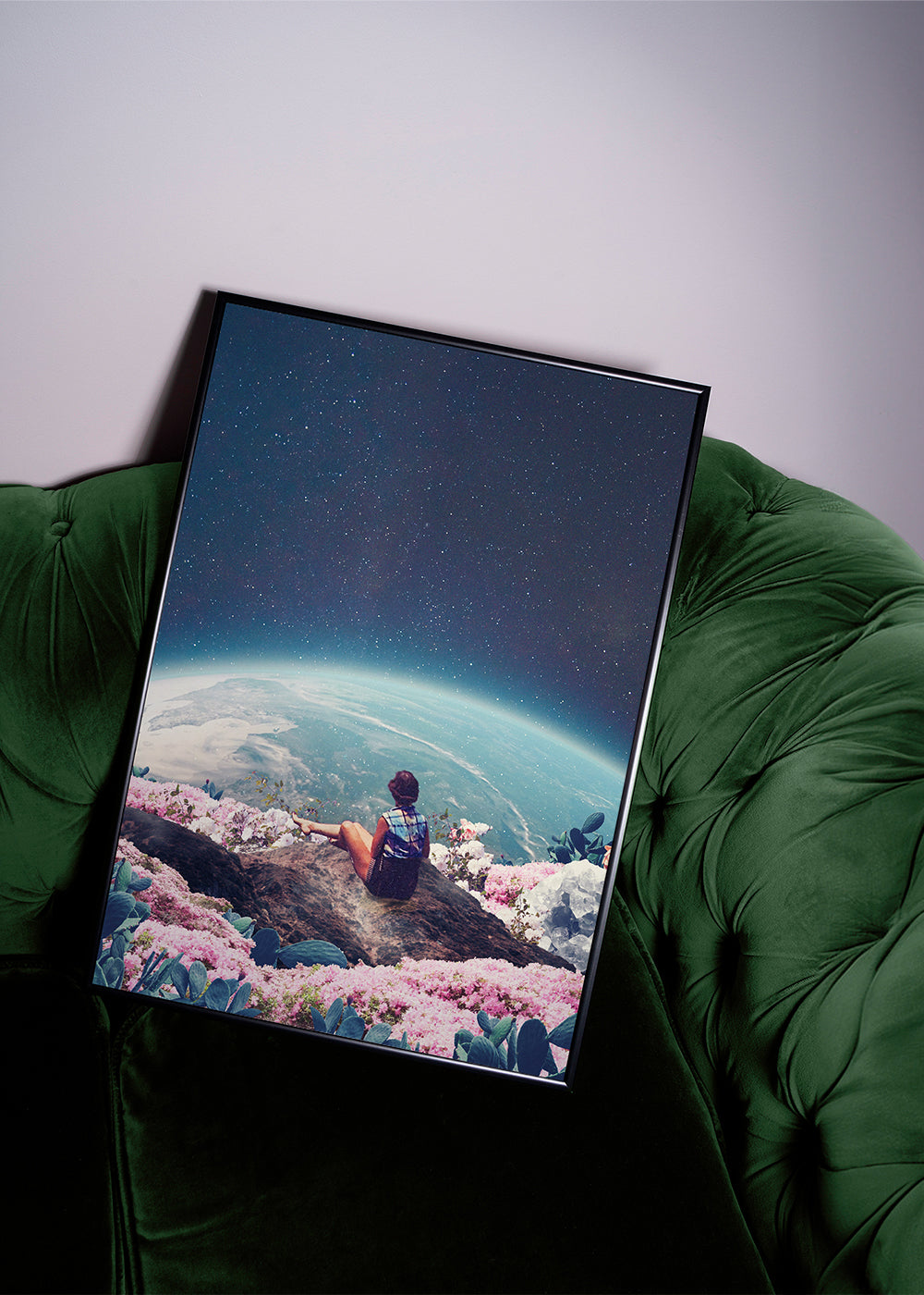 Botanický plakát s cestovatelem a planetou