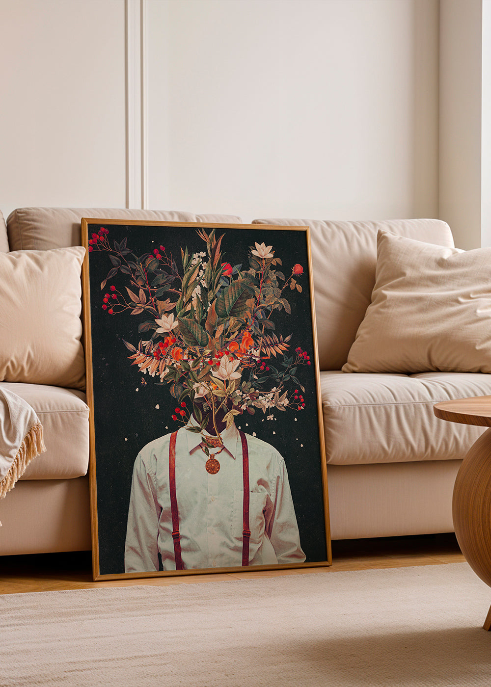 Botanický plakát: surrealistický květinový portrét