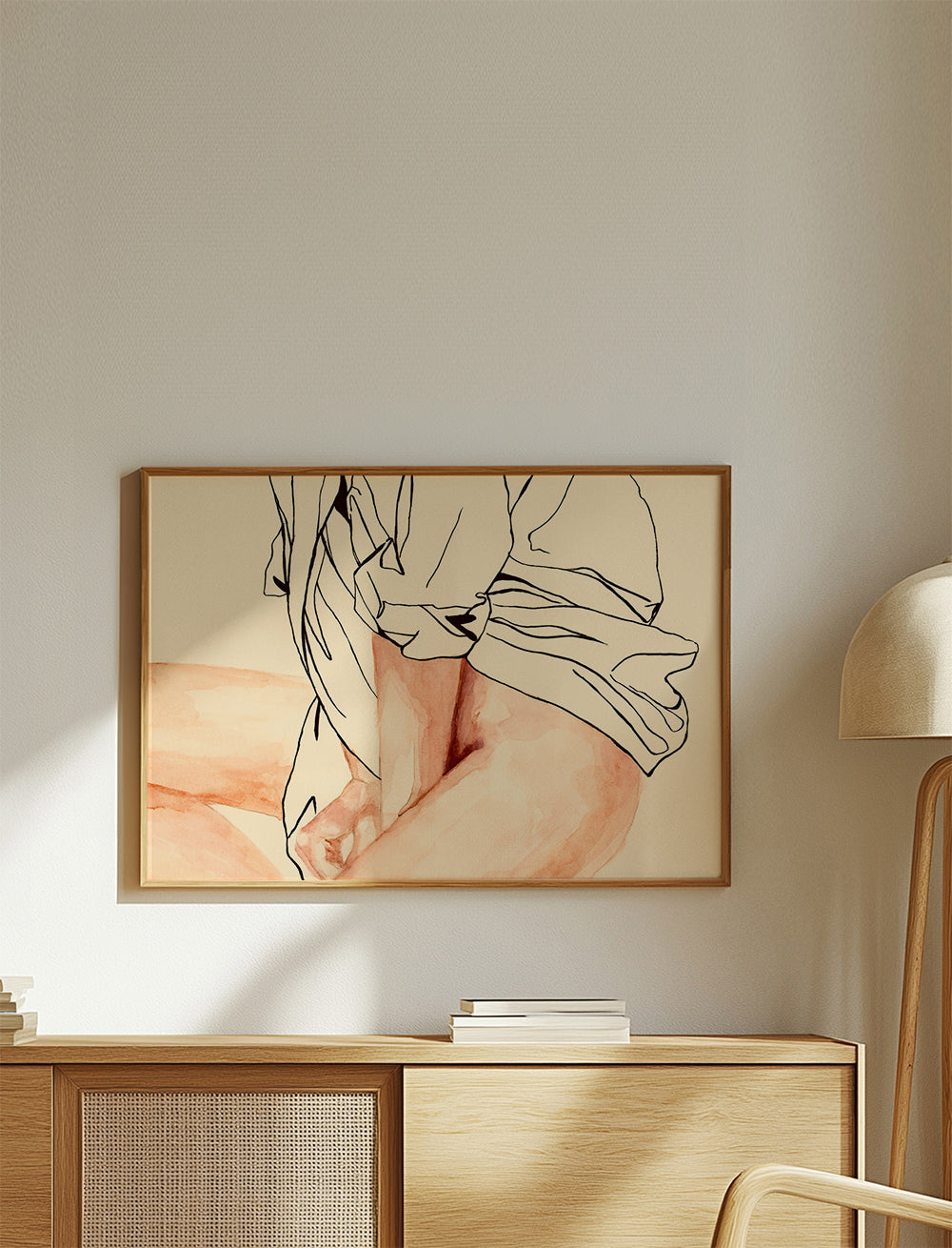 Figurativní ženská ilustrace inkoustem a akvarelem