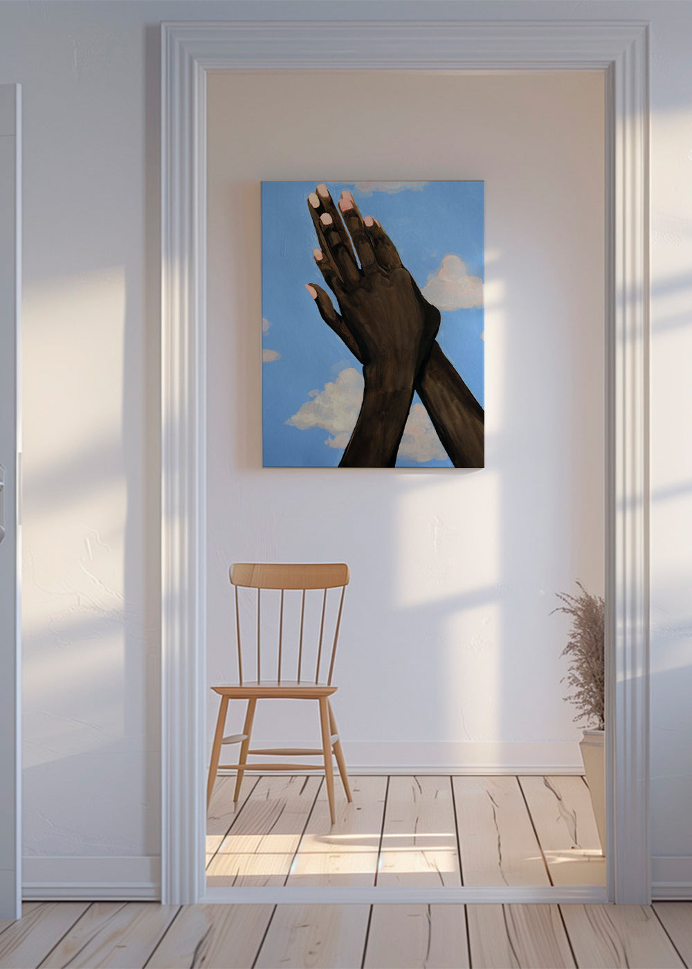 Ilustrace rukou k nebi