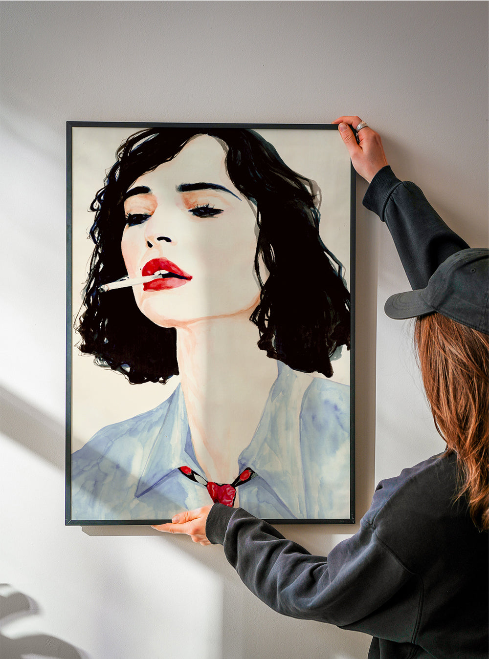 Ilustrace: portrét ženy s výraznými rty