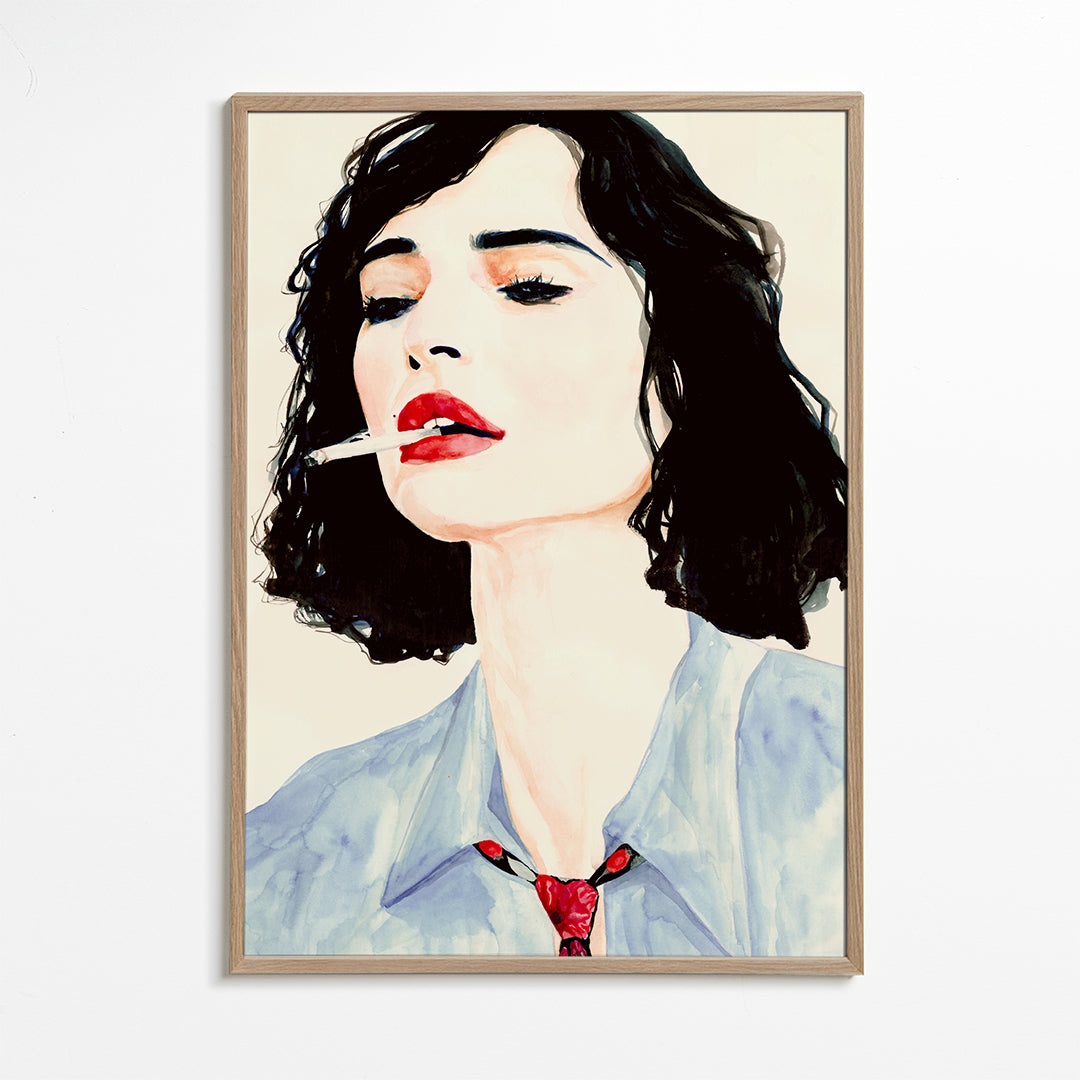 Ilustrace: portrét ženy s výraznými rty