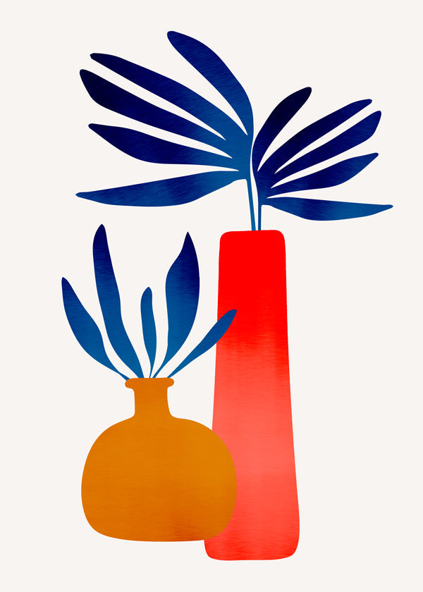 Botanický plakát s barevnými minimalistickými vázami