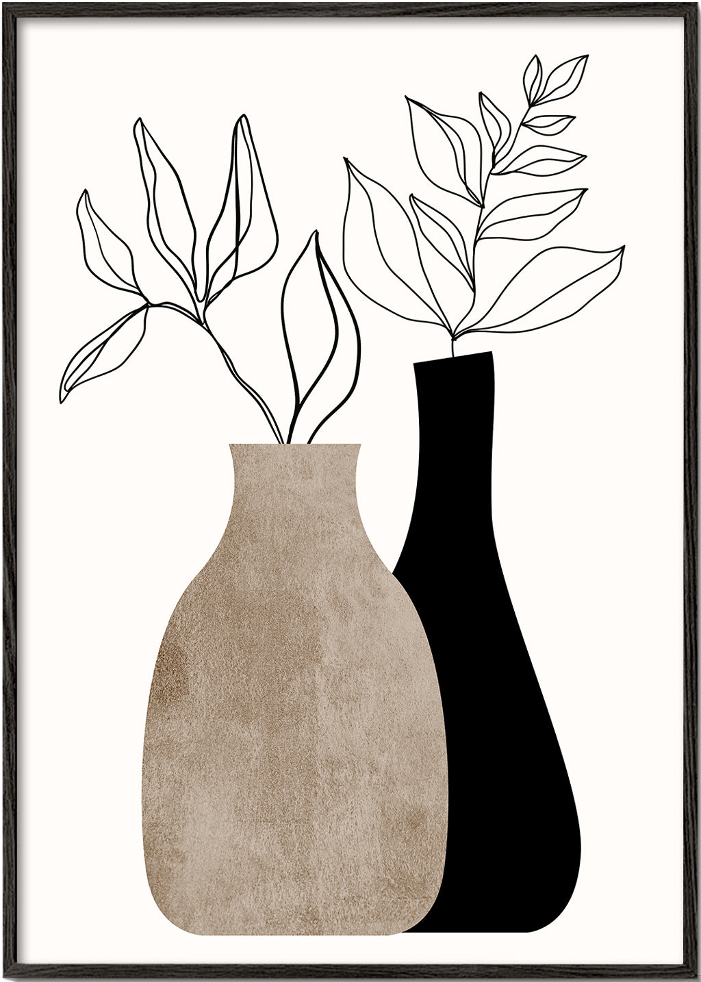 Botanický plakát s minimalistickými vázami