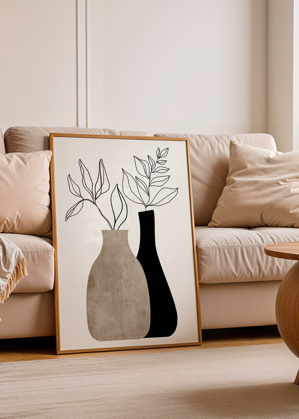 Botanický plakát s minimalistickými vázami