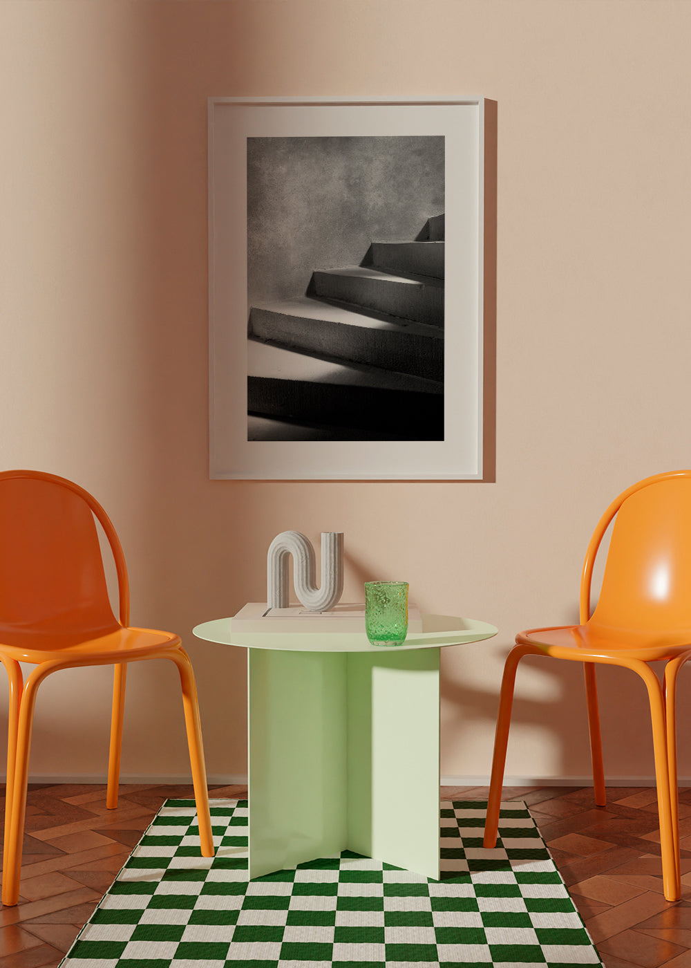 Fotografie schodiště se světlem a stínem