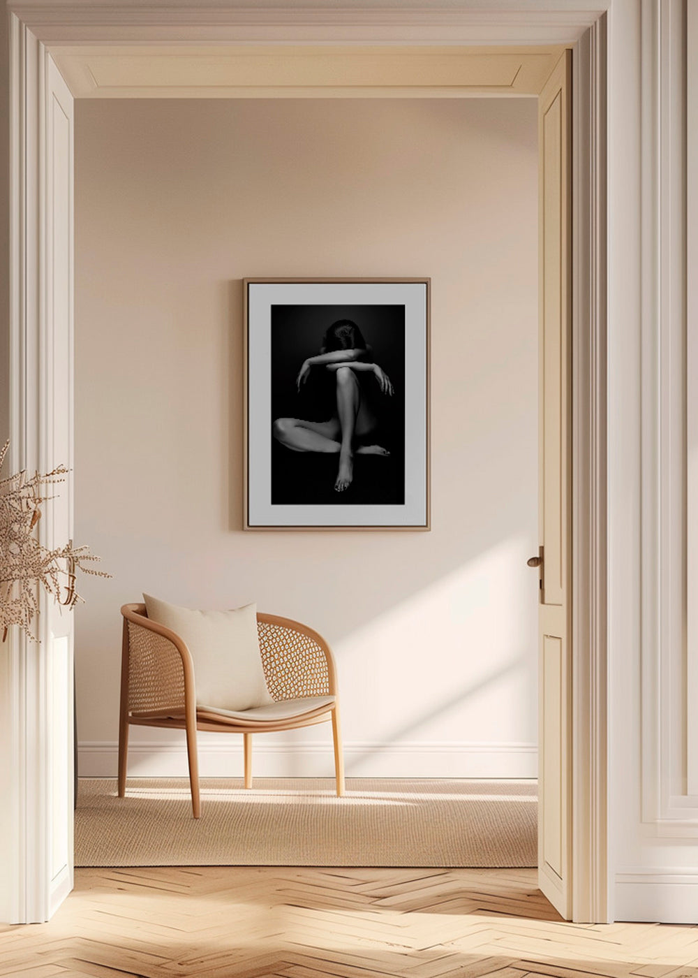 Fotografie sedící postavy ve studiu