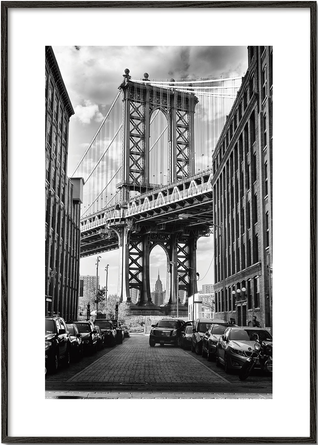 Plakát města Manhattan Bridge černobílý
