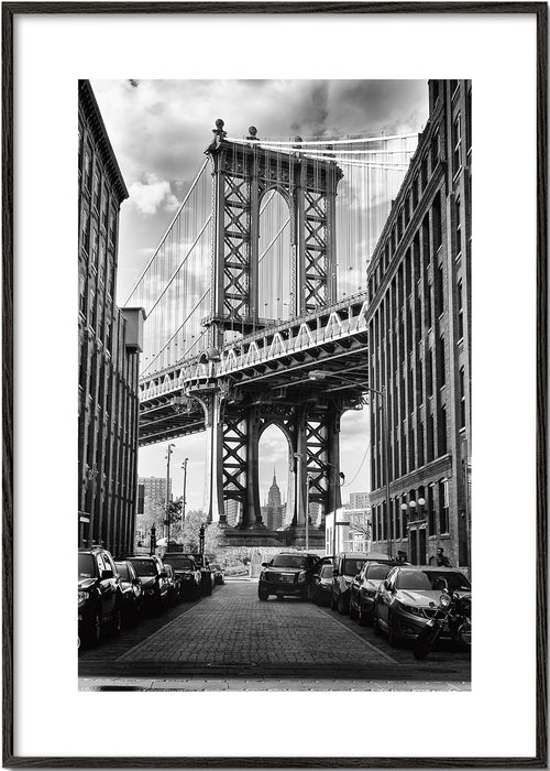 Plakát města Manhattan Bridge černobílý