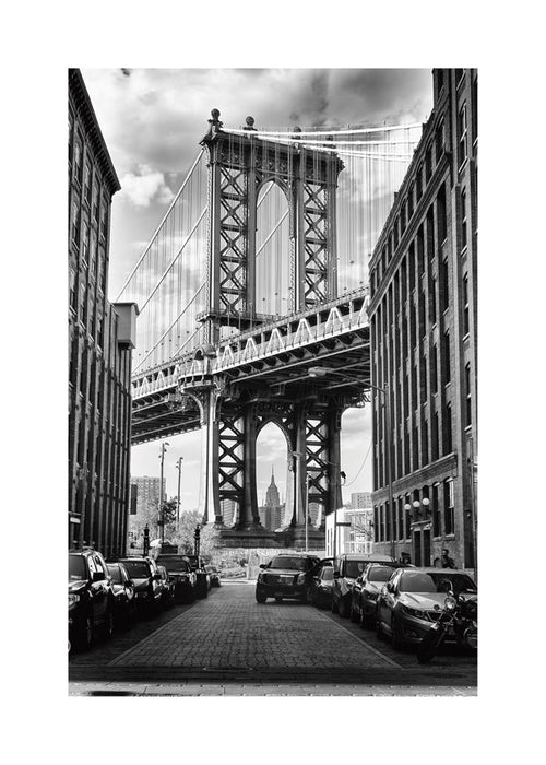 Plakát města Manhattan Bridge černobílý