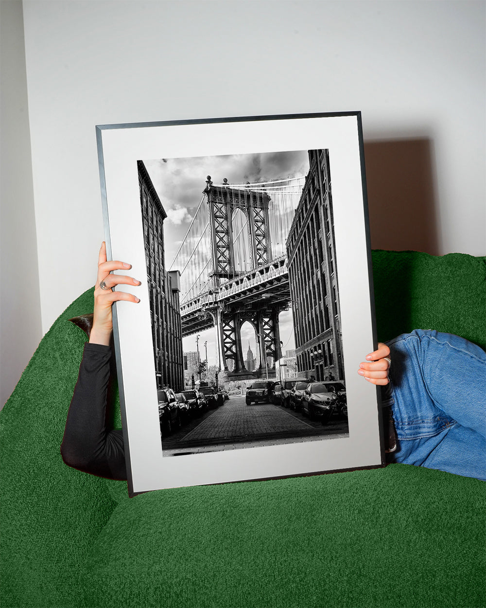 Plakát města Manhattan Bridge černobílý