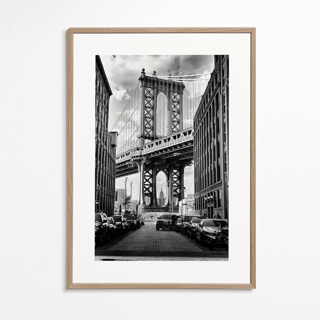 Plakát města Manhattan Bridge černobílý