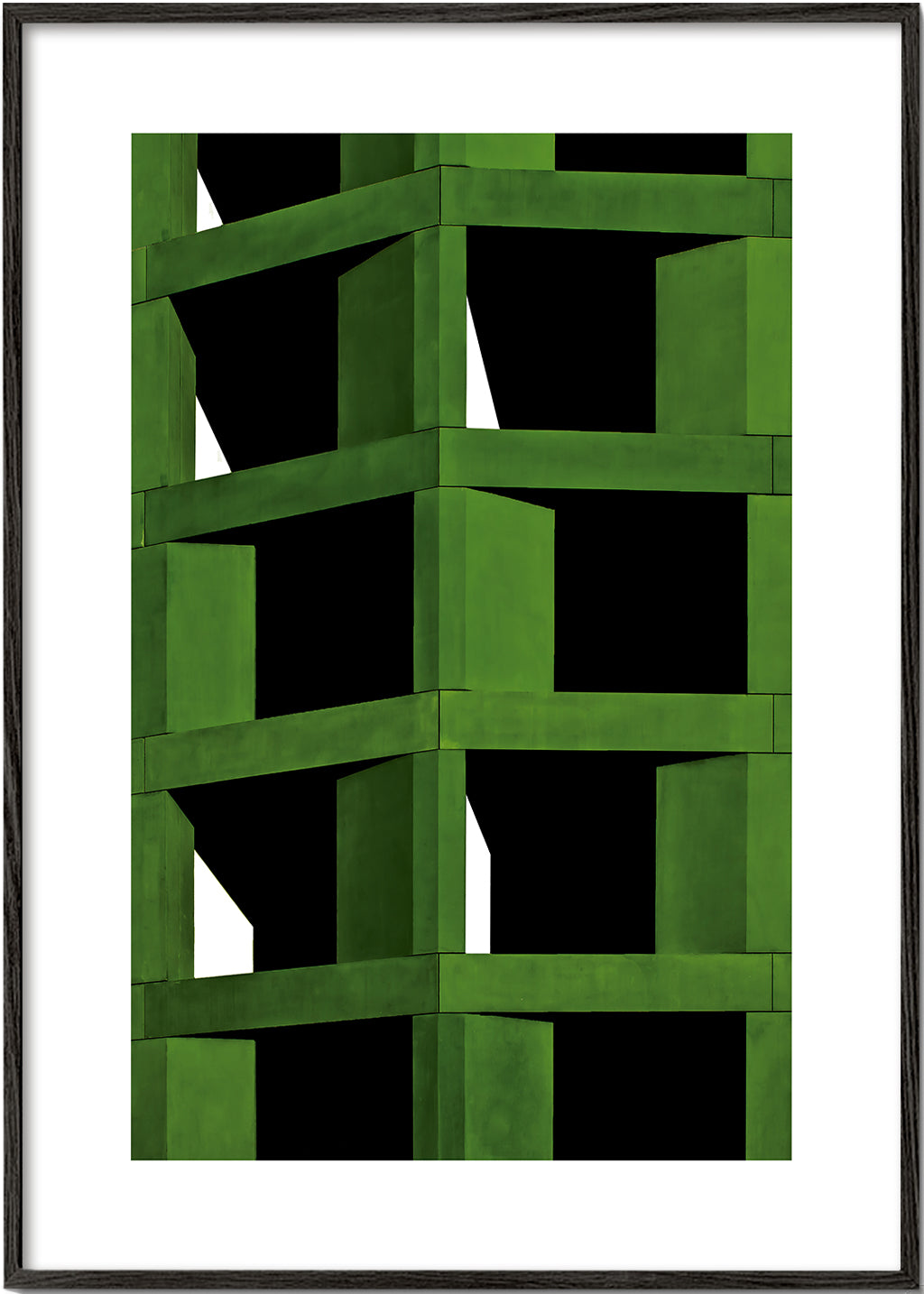 Geometrický obraz se zelenou modulární strukturou