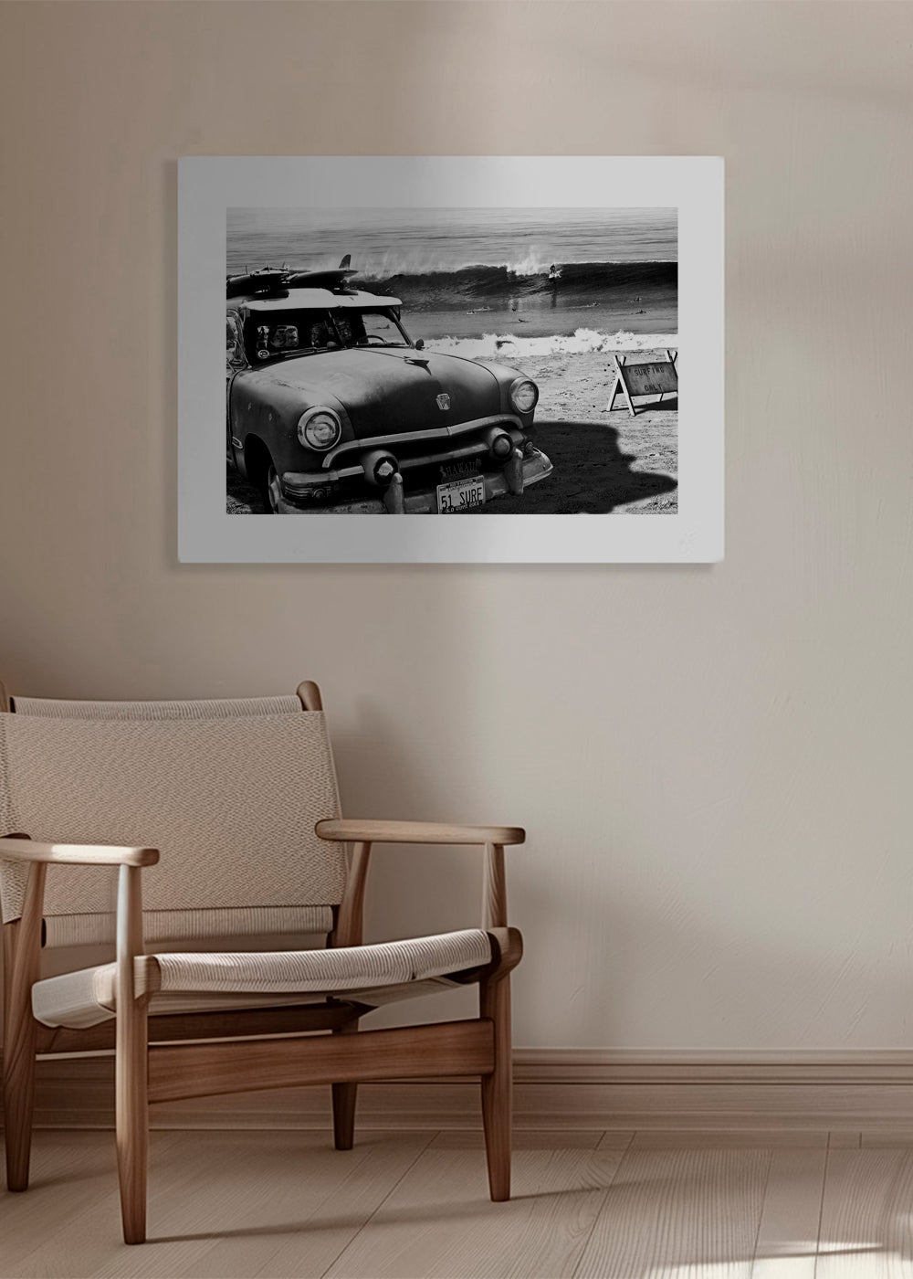 Fotografie vintage auta na pláži