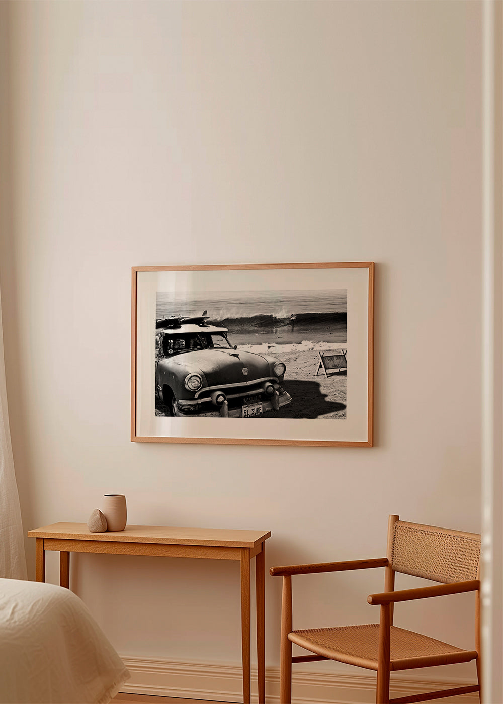 Fotografie vintage auta na pláži