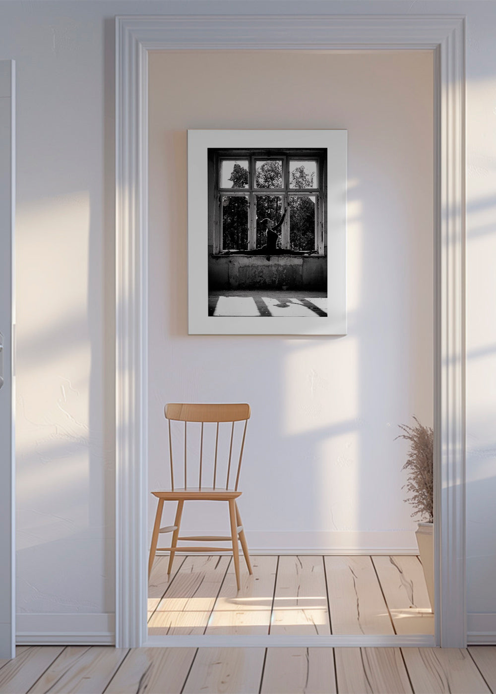 Fotografie baletky v okně