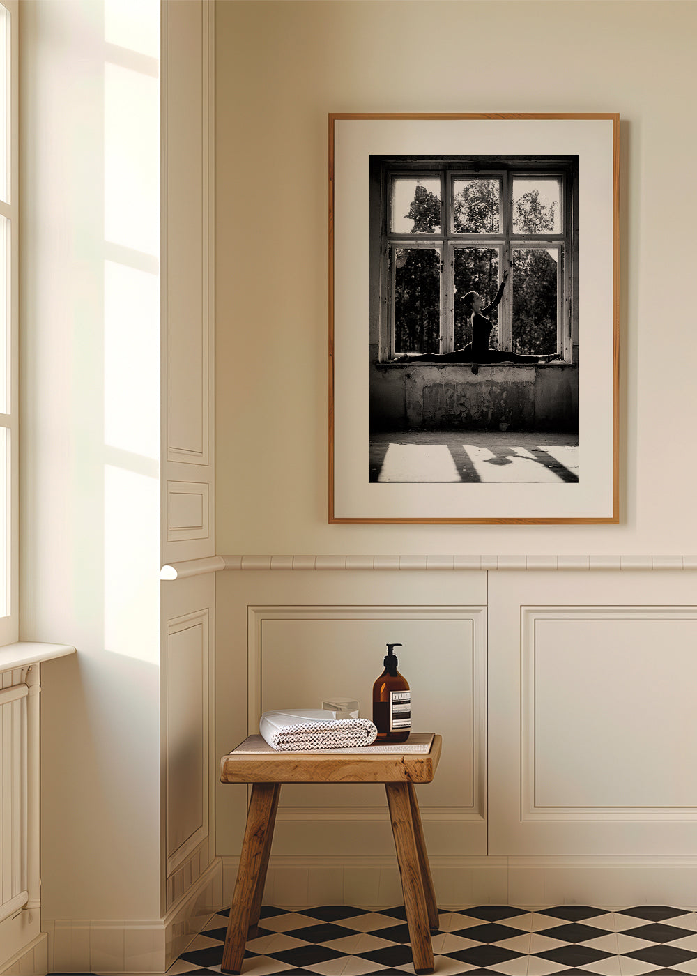 Fotografie baletky v okně