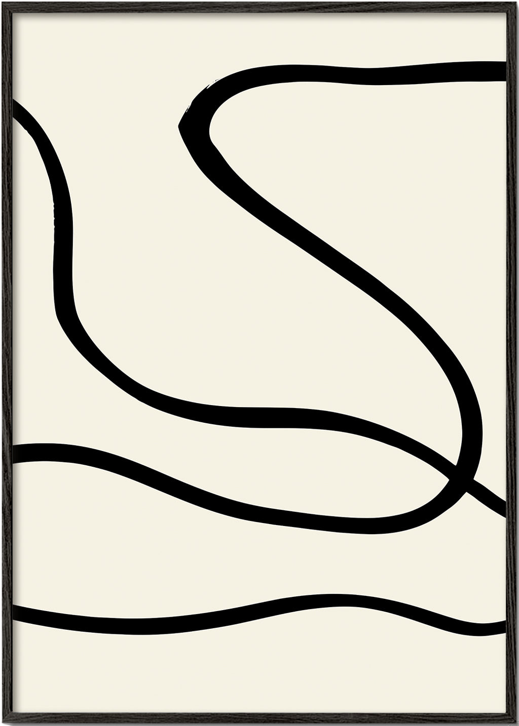 Minimalistický obraz s černými liniemi na béžovém pozadí