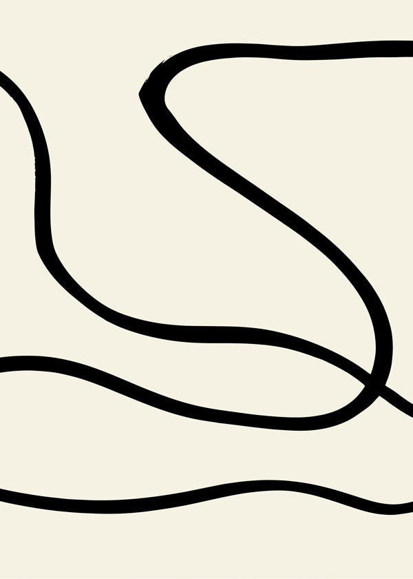 Minimalistický obraz s černými liniemi na béžovém pozadí