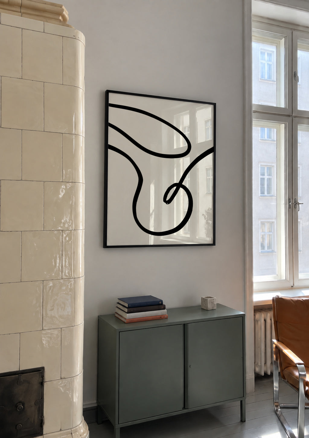 Black Lines 02 - Framed poster in an interior
