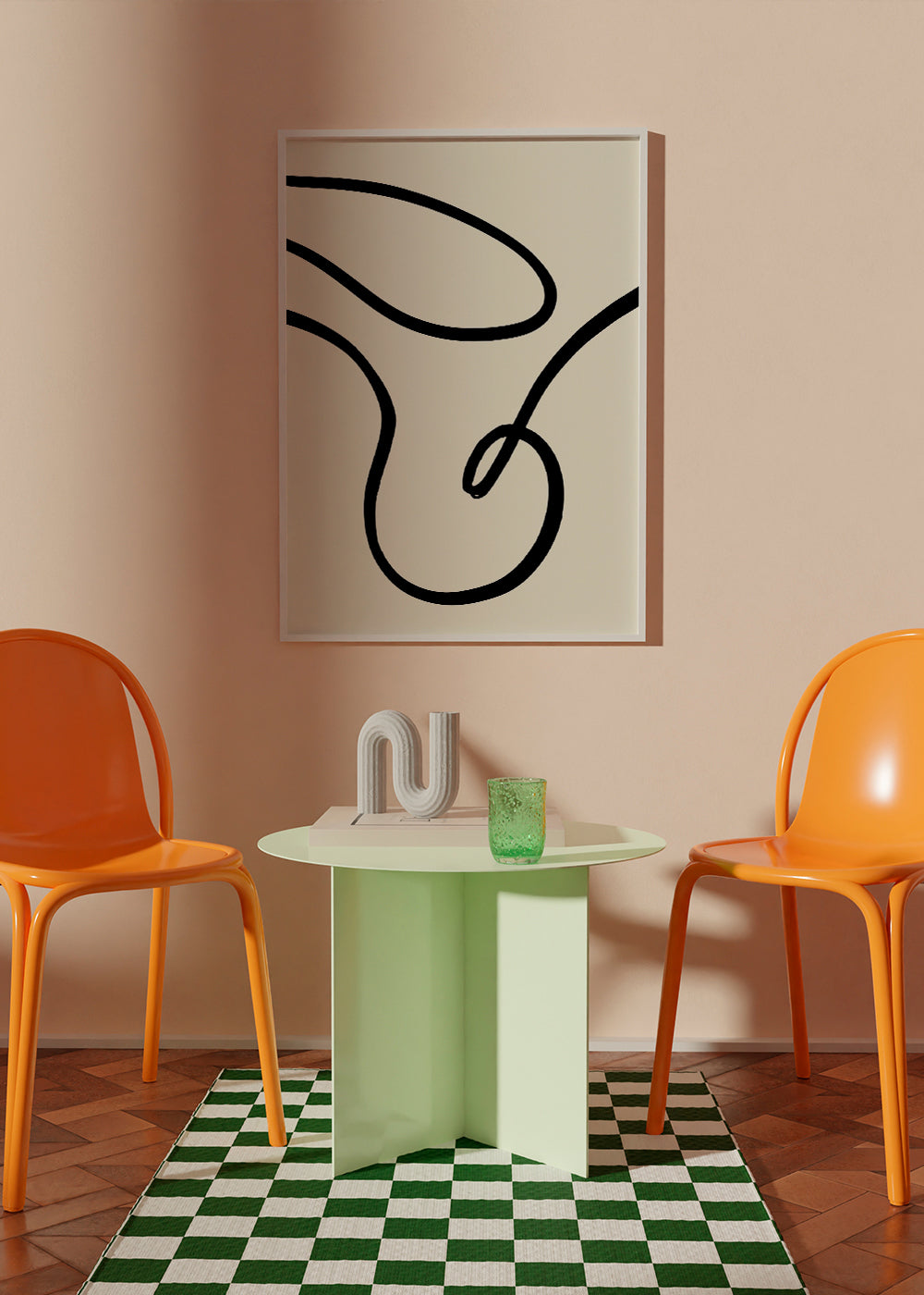 Minimalistický plakát černé čáry organické
