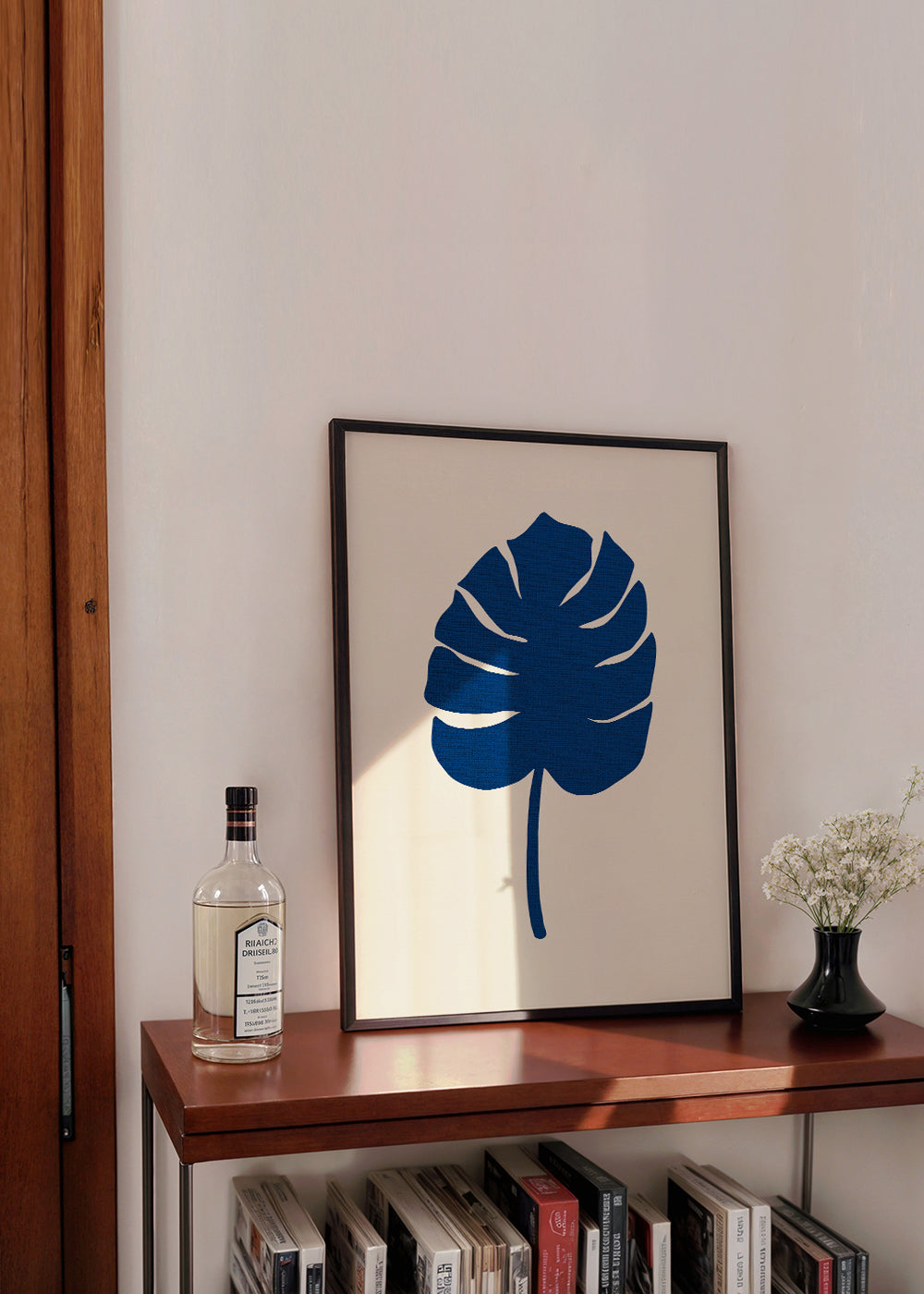 Botanický plakát Monstera modrá