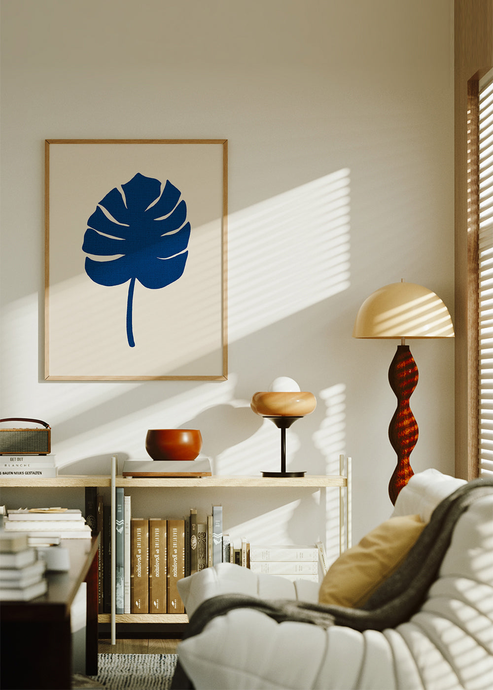 Botanický plakát Monstera modrá
