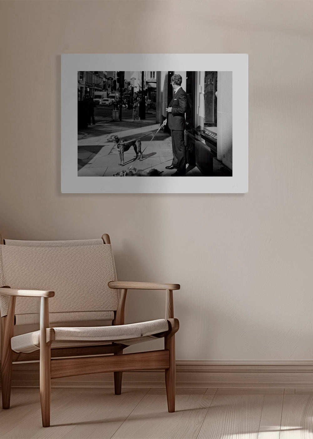 Uliční fotografie muž se psem