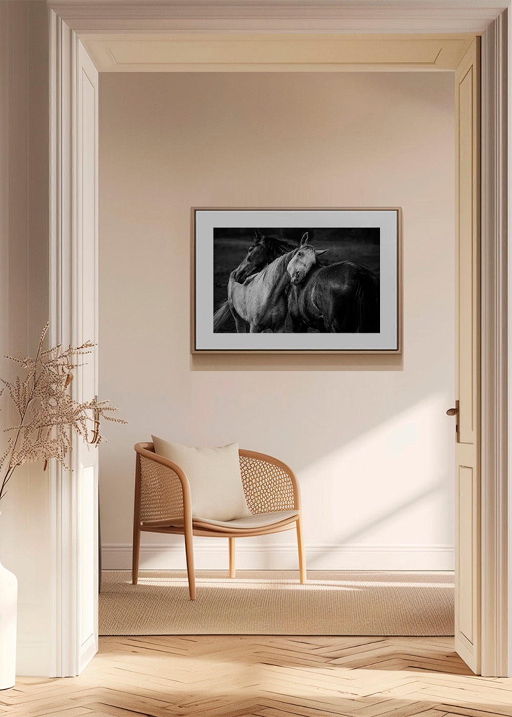 Fotografie koní v intimním gestu