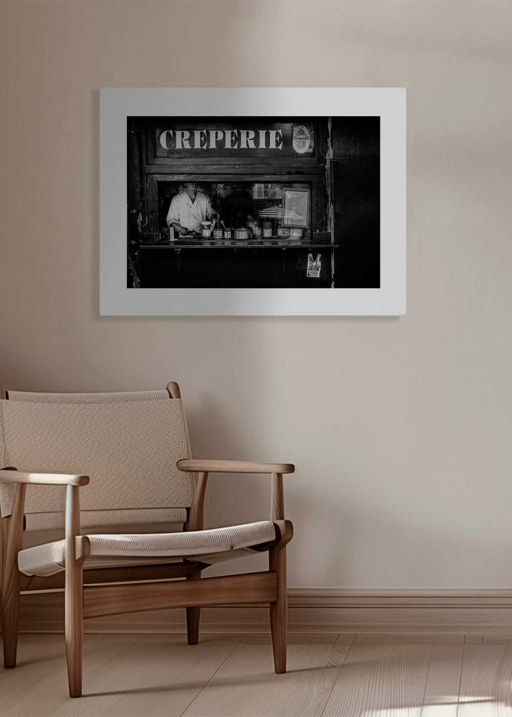 Obraz do kuchyně Creperie černobílý