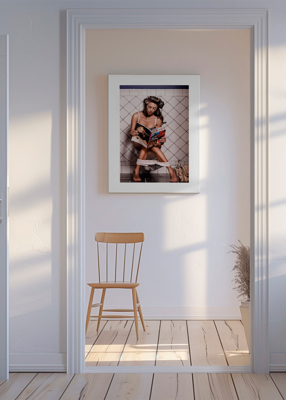 Fotografie ženy čtoucí v koupelně