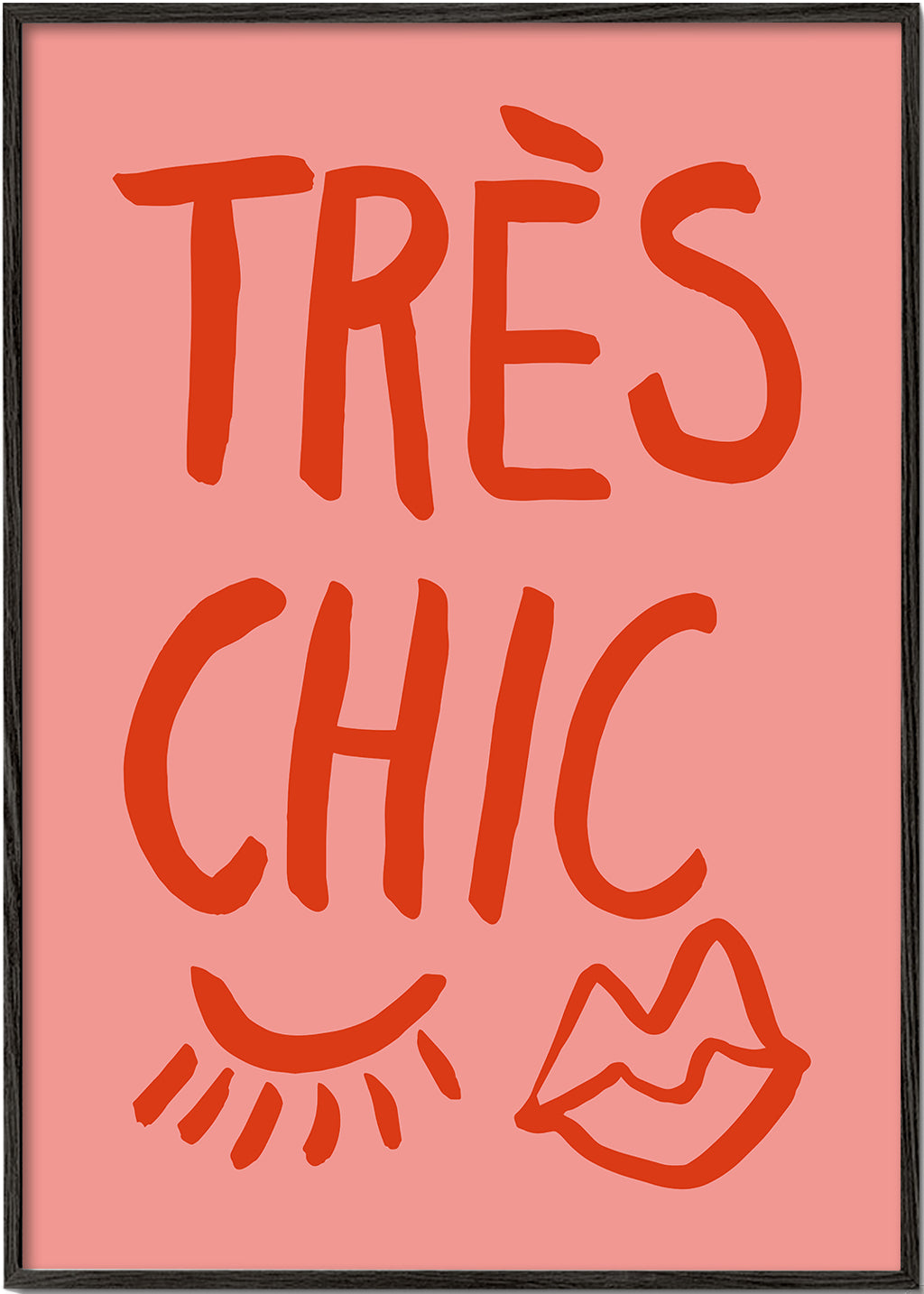 Typografický plakát 'Très Chic' růžový