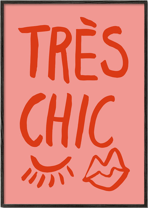 Typografický plakát 'Très Chic' růžový