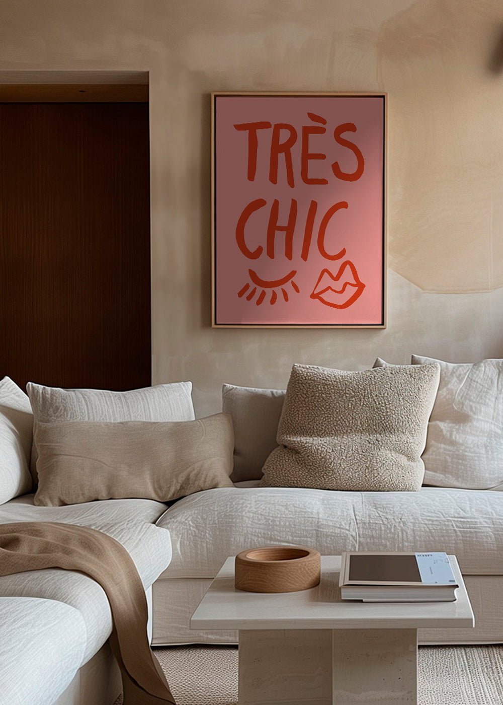 Typografický plakát 'Très Chic' růžový