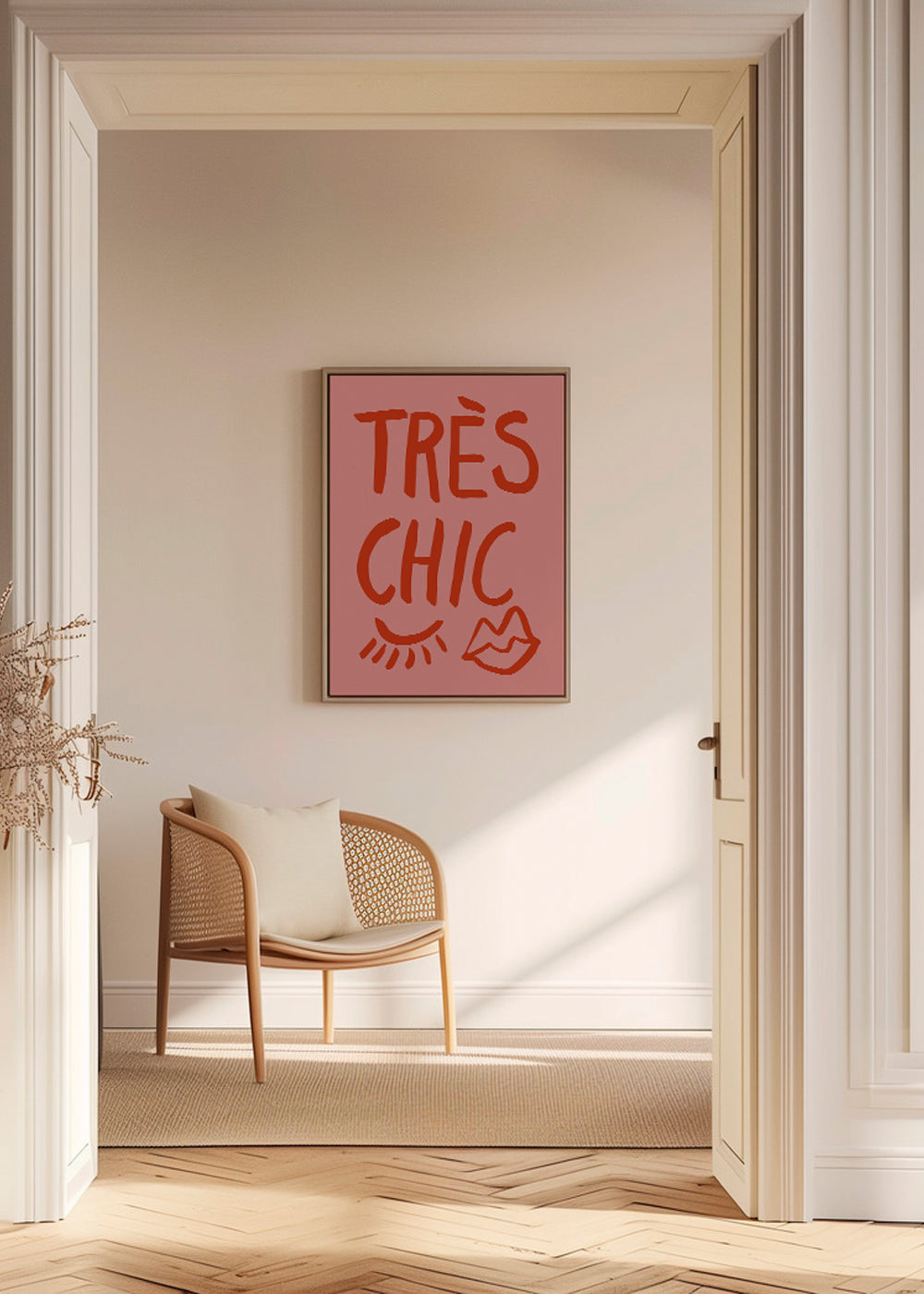 Typografický plakát 'Très Chic' růžový